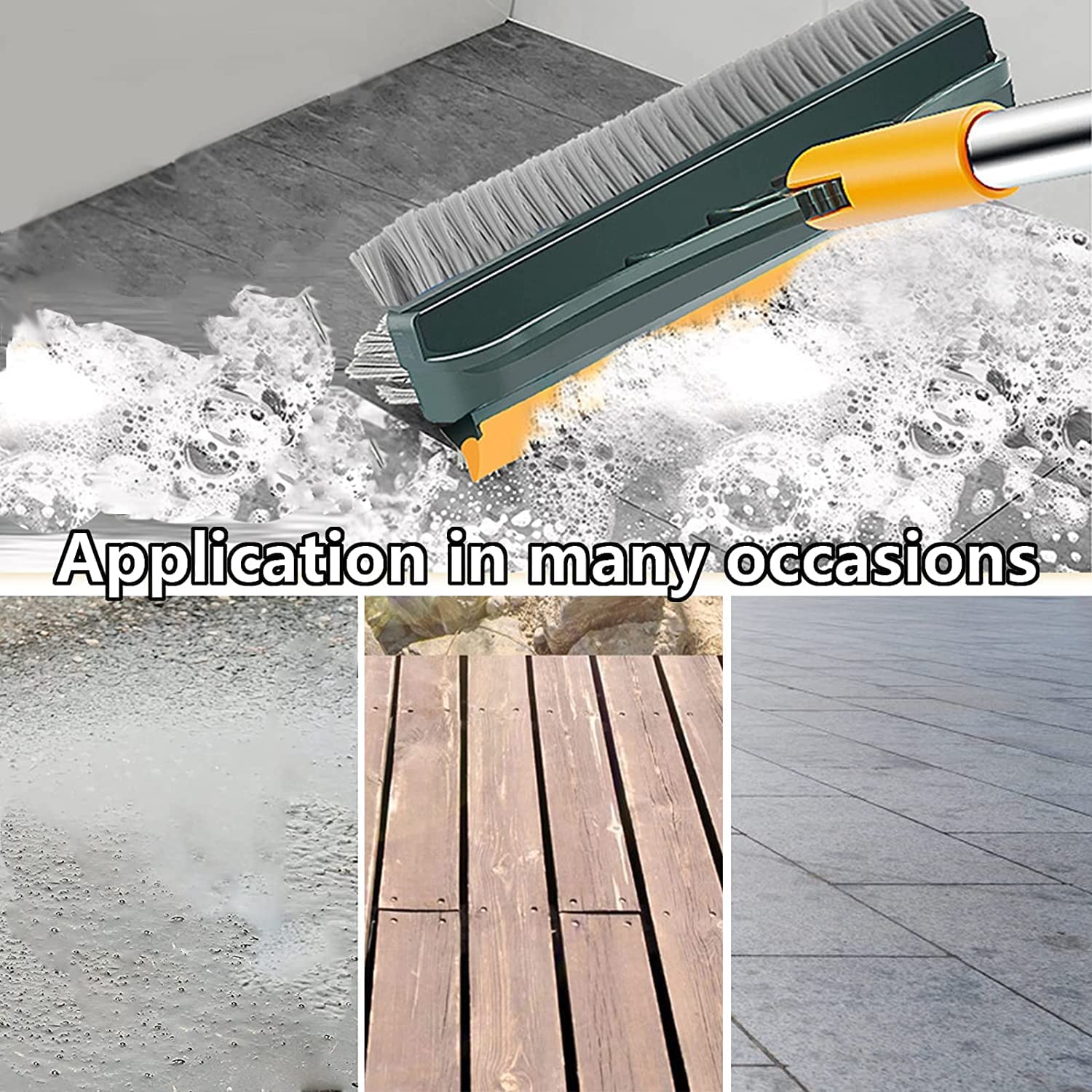 Antson Bathroom Cleaning Brush With Wiper, Tiles Cleaning Brush Bathroom Brush With Long Handle Tile Cleaner Brush, Floor Cleani